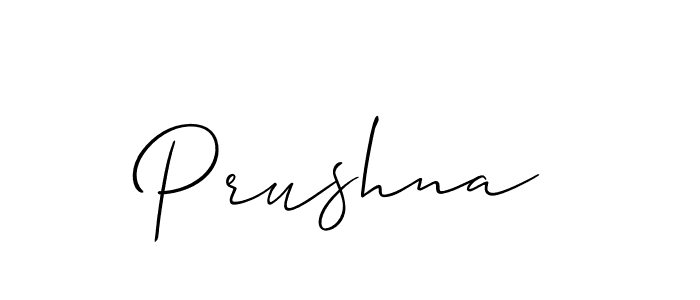 The best way (Allison_Script) to make a short signature is to pick only two or three words in your name. The name Prushna include a total of six letters. For converting this name. Prushna signature style 2 images and pictures png