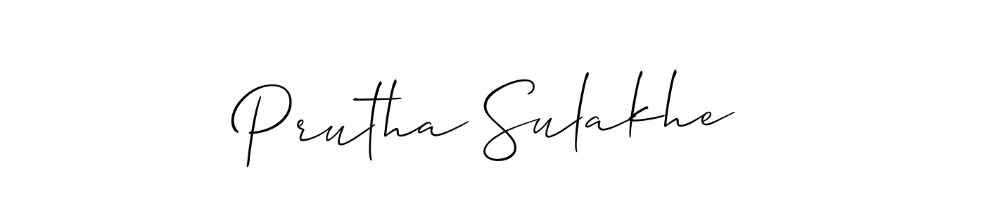 Also You can easily find your signature by using the search form. We will create Prutha Sulakhe name handwritten signature images for you free of cost using Allison_Script sign style. Prutha Sulakhe signature style 2 images and pictures png