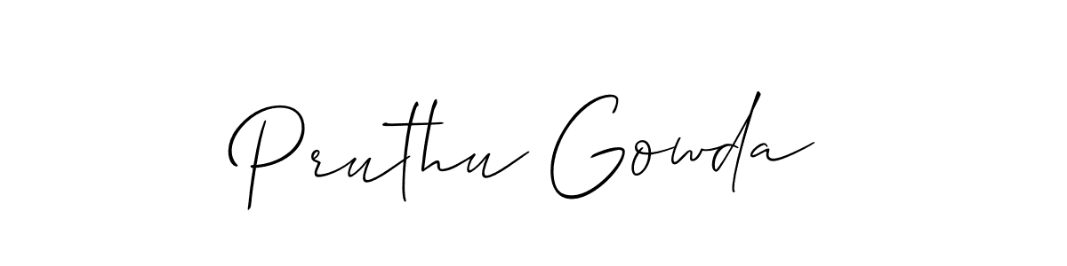 Allison_Script is a professional signature style that is perfect for those who want to add a touch of class to their signature. It is also a great choice for those who want to make their signature more unique. Get Pruthu Gowda name to fancy signature for free. Pruthu Gowda signature style 2 images and pictures png