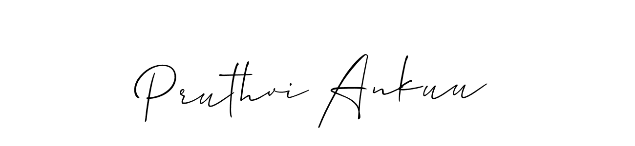 The best way (Allison_Script) to make a short signature is to pick only two or three words in your name. The name Pruthvi Ankuu include a total of six letters. For converting this name. Pruthvi Ankuu signature style 2 images and pictures png