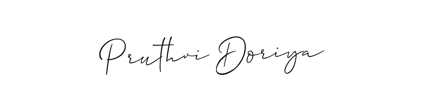 How to make Pruthvi Doriya name signature. Use Allison_Script style for creating short signs online. This is the latest handwritten sign. Pruthvi Doriya signature style 2 images and pictures png