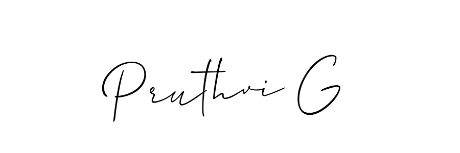 Make a beautiful signature design for name Pruthvi G. With this signature (Allison_Script) style, you can create a handwritten signature for free. Pruthvi G signature style 2 images and pictures png