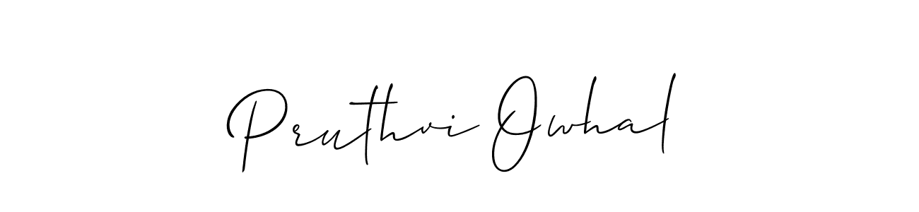 How to make Pruthvi Owhal name signature. Use Allison_Script style for creating short signs online. This is the latest handwritten sign. Pruthvi Owhal signature style 2 images and pictures png