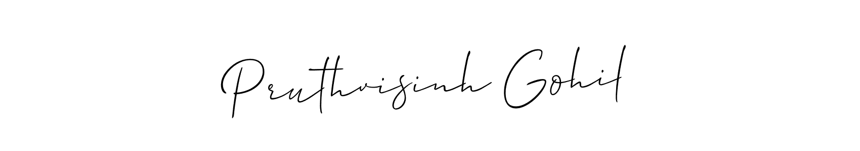 if you are searching for the best signature style for your name Pruthvisinh Gohil. so please give up your signature search. here we have designed multiple signature styles  using Allison_Script. Pruthvisinh Gohil signature style 2 images and pictures png
