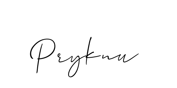 Make a beautiful signature design for name Pryknu. With this signature (Allison_Script) style, you can create a handwritten signature for free. Pryknu signature style 2 images and pictures png