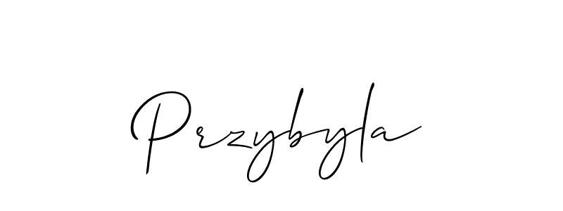 The best way (Allison_Script) to make a short signature is to pick only two or three words in your name. The name Przybyla include a total of six letters. For converting this name. Przybyla signature style 2 images and pictures png