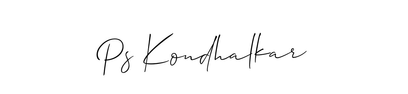 This is the best signature style for the Ps Kondhalkar name. Also you like these signature font (Allison_Script). Mix name signature. Ps Kondhalkar signature style 2 images and pictures png