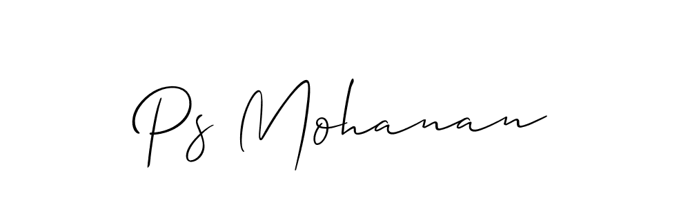 if you are searching for the best signature style for your name Ps Mohanan. so please give up your signature search. here we have designed multiple signature styles  using Allison_Script. Ps Mohanan signature style 2 images and pictures png