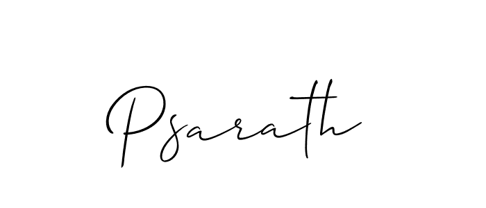 The best way (Allison_Script) to make a short signature is to pick only two or three words in your name. The name Psarath include a total of six letters. For converting this name. Psarath signature style 2 images and pictures png