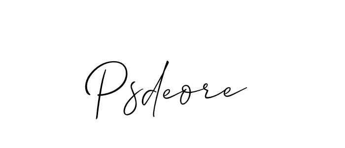 Make a beautiful signature design for name Psdeore. With this signature (Allison_Script) style, you can create a handwritten signature for free. Psdeore signature style 2 images and pictures png