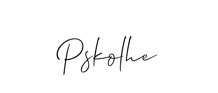 Use a signature maker to create a handwritten signature online. With this signature software, you can design (Allison_Script) your own signature for name Pskolhe. Pskolhe signature style 2 images and pictures png