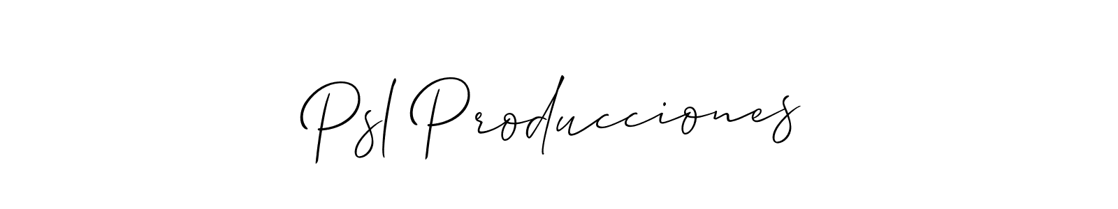 The best way (Allison_Script) to make a short signature is to pick only two or three words in your name. The name Psl Producciones include a total of six letters. For converting this name. Psl Producciones signature style 2 images and pictures png
