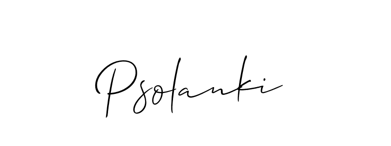 Design your own signature with our free online signature maker. With this signature software, you can create a handwritten (Allison_Script) signature for name Psolanki. Psolanki signature style 2 images and pictures png