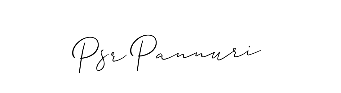 The best way (Allison_Script) to make a short signature is to pick only two or three words in your name. The name Psr Pannuri include a total of six letters. For converting this name. Psr Pannuri signature style 2 images and pictures png