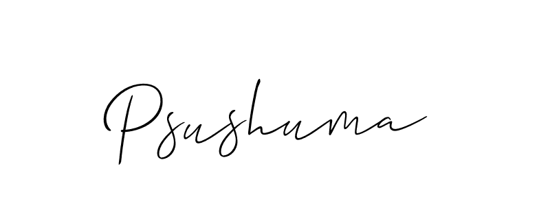 Make a short Psushuma signature style. Manage your documents anywhere anytime using Allison_Script. Create and add eSignatures, submit forms, share and send files easily. Psushuma signature style 2 images and pictures png