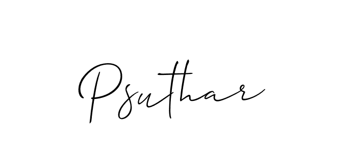 Similarly Allison_Script is the best handwritten signature design. Signature creator online .You can use it as an online autograph creator for name Psuthar. Psuthar signature style 2 images and pictures png