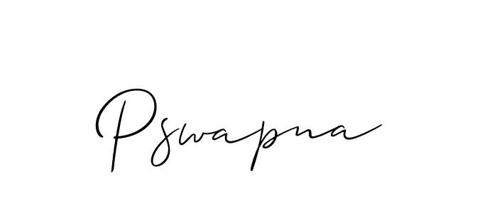The best way (Allison_Script) to make a short signature is to pick only two or three words in your name. The name Pswapna include a total of six letters. For converting this name. Pswapna signature style 2 images and pictures png