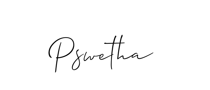 Create a beautiful signature design for name Pswetha. With this signature (Allison_Script) fonts, you can make a handwritten signature for free. Pswetha signature style 2 images and pictures png