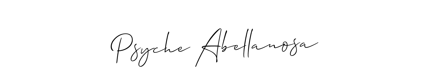 The best way (Allison_Script) to make a short signature is to pick only two or three words in your name. The name Psyche Abellanosa include a total of six letters. For converting this name. Psyche Abellanosa signature style 2 images and pictures png