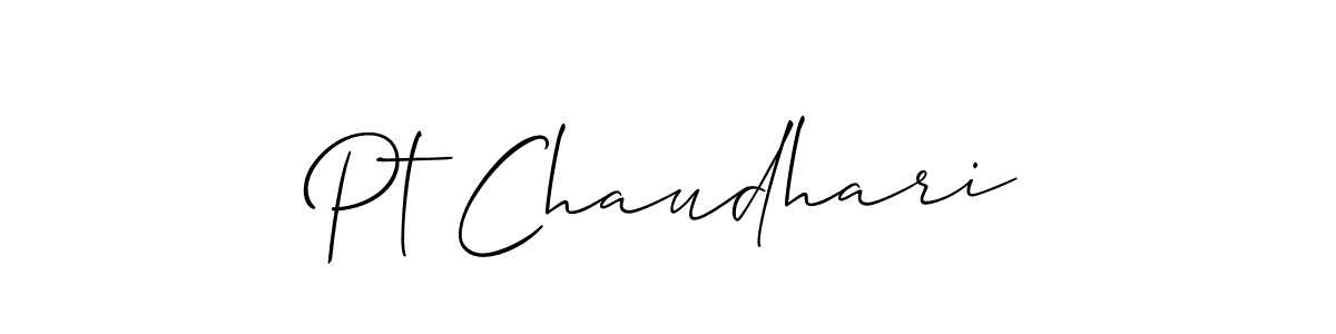 How to Draw Pt Chaudhari signature style? Allison_Script is a latest design signature styles for name Pt Chaudhari. Pt Chaudhari signature style 2 images and pictures png