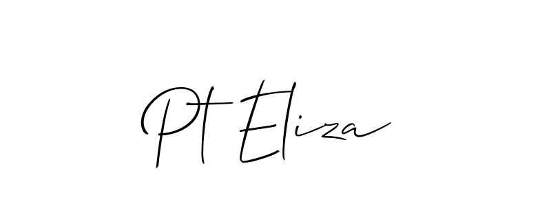 The best way (Allison_Script) to make a short signature is to pick only two or three words in your name. The name Pt Eliza include a total of six letters. For converting this name. Pt Eliza signature style 2 images and pictures png