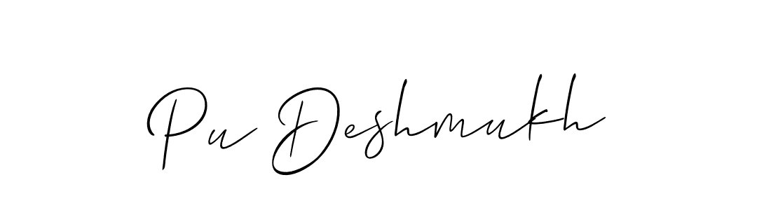 Allison_Script is a professional signature style that is perfect for those who want to add a touch of class to their signature. It is also a great choice for those who want to make their signature more unique. Get Pu Deshmukh name to fancy signature for free. Pu Deshmukh signature style 2 images and pictures png