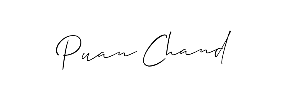 Similarly Allison_Script is the best handwritten signature design. Signature creator online .You can use it as an online autograph creator for name Puan Chand. Puan Chand signature style 2 images and pictures png