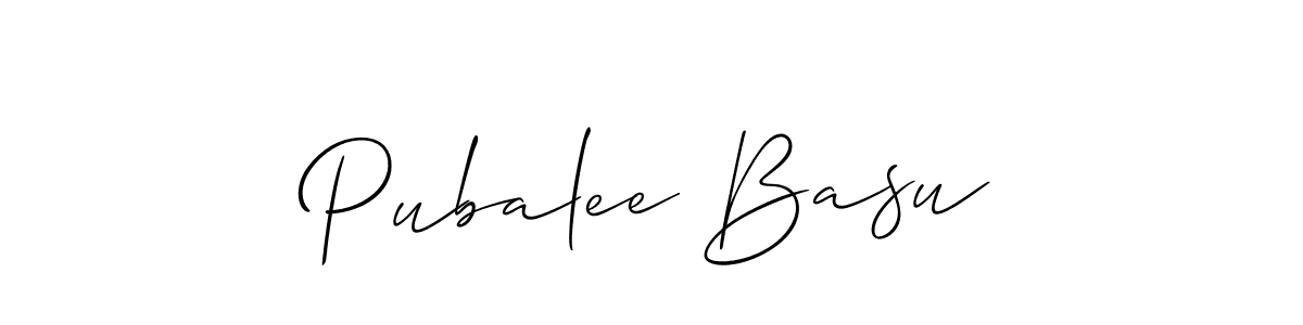 Create a beautiful signature design for name Pubalee Basu. With this signature (Allison_Script) fonts, you can make a handwritten signature for free. Pubalee Basu signature style 2 images and pictures png
