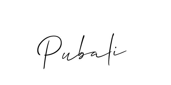 Use a signature maker to create a handwritten signature online. With this signature software, you can design (Allison_Script) your own signature for name Pubali. Pubali signature style 2 images and pictures png