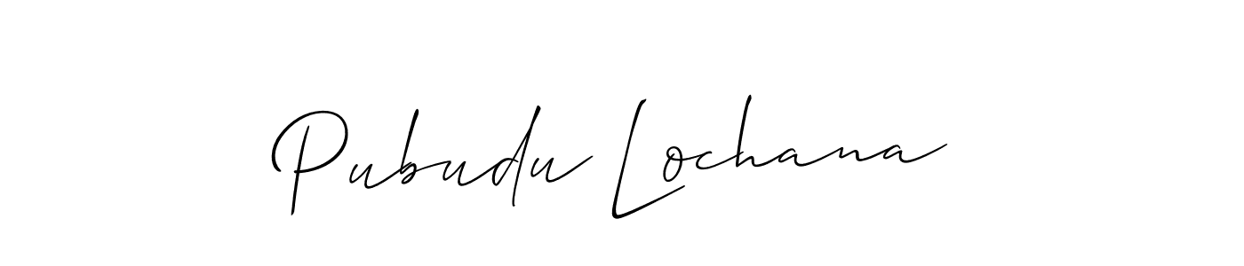 The best way (Allison_Script) to make a short signature is to pick only two or three words in your name. The name Pubudu Lochana include a total of six letters. For converting this name. Pubudu Lochana signature style 2 images and pictures png