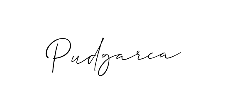 Create a beautiful signature design for name Pudgarca. With this signature (Allison_Script) fonts, you can make a handwritten signature for free. Pudgarca signature style 2 images and pictures png