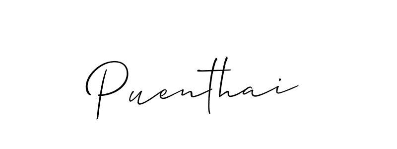 You should practise on your own different ways (Allison_Script) to write your name (Puenthai) in signature. don't let someone else do it for you. Puenthai signature style 2 images and pictures png