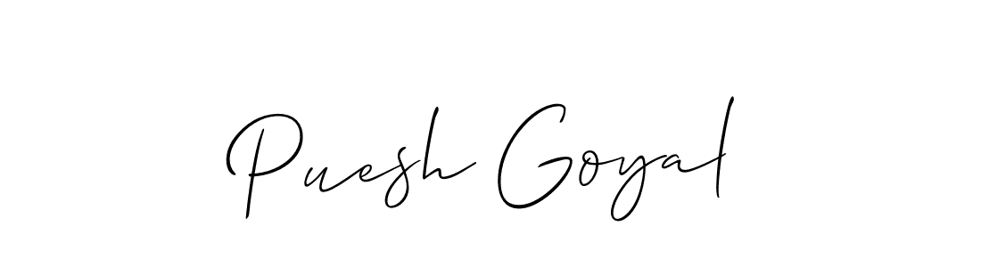 How to make Puesh Goyal name signature. Use Allison_Script style for creating short signs online. This is the latest handwritten sign. Puesh Goyal signature style 2 images and pictures png