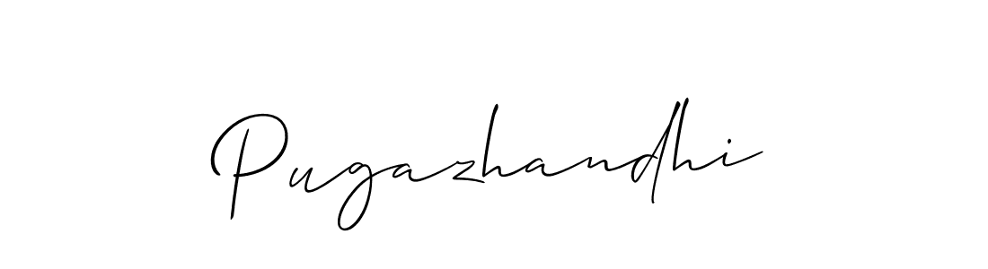 Make a beautiful signature design for name Pugazhandhi. With this signature (Allison_Script) style, you can create a handwritten signature for free. Pugazhandhi signature style 2 images and pictures png