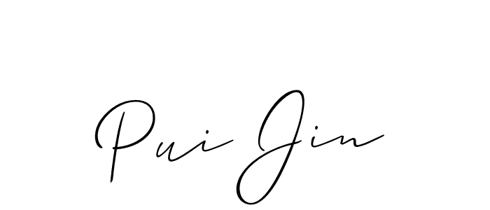The best way (Allison_Script) to make a short signature is to pick only two or three words in your name. The name Pui Jin include a total of six letters. For converting this name. Pui Jin signature style 2 images and pictures png