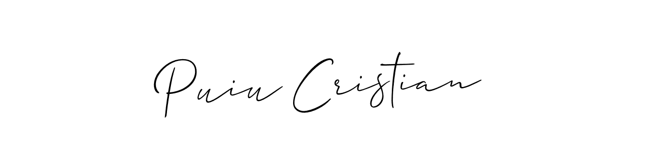 It looks lik you need a new signature style for name Puiu Cristian. Design unique handwritten (Allison_Script) signature with our free signature maker in just a few clicks. Puiu Cristian signature style 2 images and pictures png
