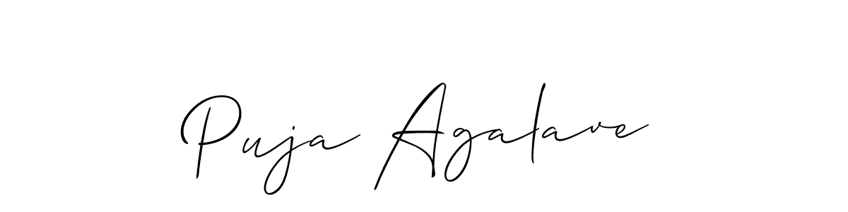 Also we have Puja Agalave name is the best signature style. Create professional handwritten signature collection using Allison_Script autograph style. Puja Agalave signature style 2 images and pictures png