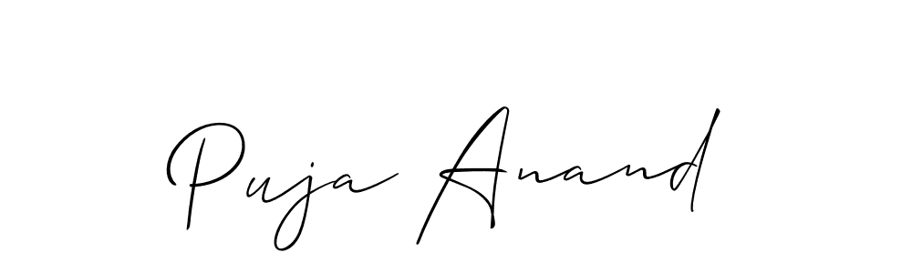 Allison_Script is a professional signature style that is perfect for those who want to add a touch of class to their signature. It is also a great choice for those who want to make their signature more unique. Get Puja Anand name to fancy signature for free. Puja Anand signature style 2 images and pictures png