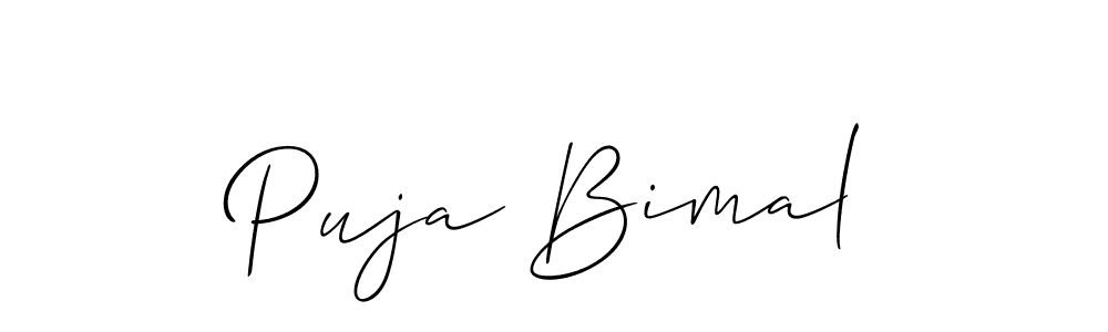 Also You can easily find your signature by using the search form. We will create Puja Bimal name handwritten signature images for you free of cost using Allison_Script sign style. Puja Bimal signature style 2 images and pictures png