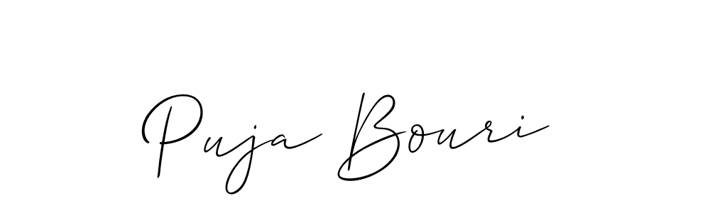 Make a beautiful signature design for name Puja Bouri. With this signature (Allison_Script) style, you can create a handwritten signature for free. Puja Bouri signature style 2 images and pictures png