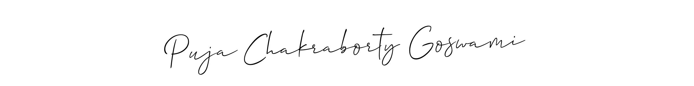Also You can easily find your signature by using the search form. We will create Puja Chakraborty Goswami name handwritten signature images for you free of cost using Allison_Script sign style. Puja Chakraborty Goswami signature style 2 images and pictures png