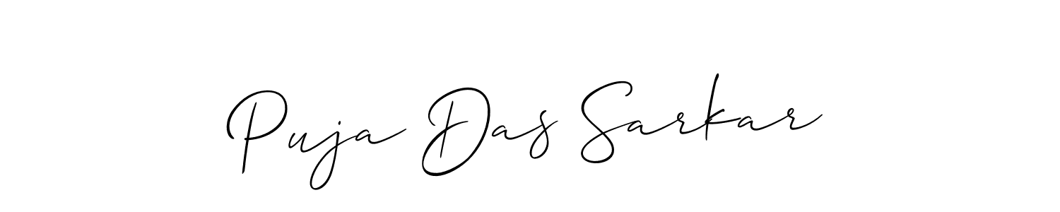 Puja Das Sarkar stylish signature style. Best Handwritten Sign (Allison_Script) for my name. Handwritten Signature Collection Ideas for my name Puja Das Sarkar. Puja Das Sarkar signature style 2 images and pictures png