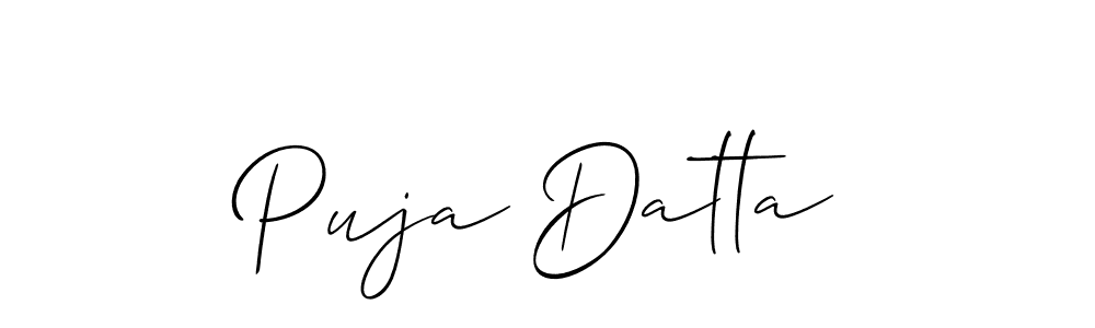 How to make Puja Datta name signature. Use Allison_Script style for creating short signs online. This is the latest handwritten sign. Puja Datta signature style 2 images and pictures png