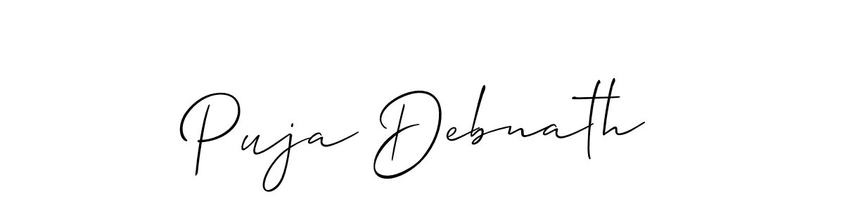 It looks lik you need a new signature style for name Puja Debnath. Design unique handwritten (Allison_Script) signature with our free signature maker in just a few clicks. Puja Debnath signature style 2 images and pictures png