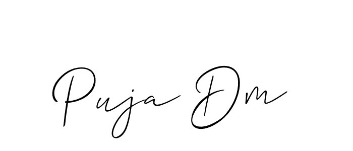 Create a beautiful signature design for name Puja Dm. With this signature (Allison_Script) fonts, you can make a handwritten signature for free. Puja Dm signature style 2 images and pictures png