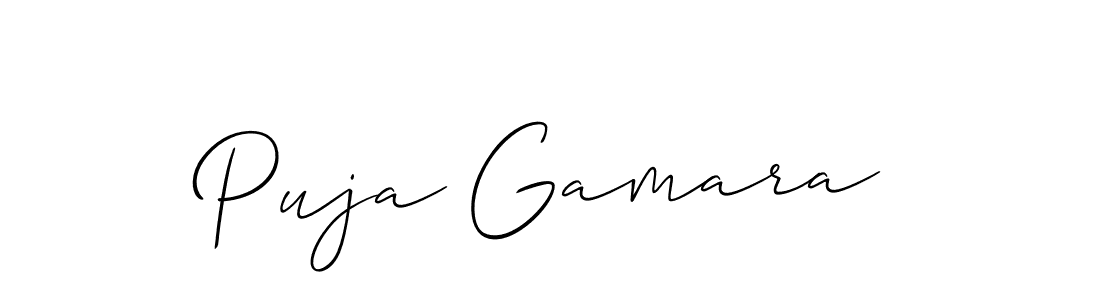 Make a beautiful signature design for name Puja Gamara. With this signature (Allison_Script) style, you can create a handwritten signature for free. Puja Gamara signature style 2 images and pictures png