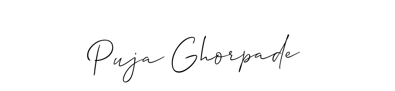 How to make Puja Ghorpade name signature. Use Allison_Script style for creating short signs online. This is the latest handwritten sign. Puja Ghorpade signature style 2 images and pictures png