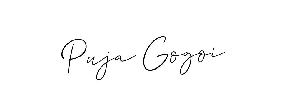 This is the best signature style for the Puja Gogoi name. Also you like these signature font (Allison_Script). Mix name signature. Puja Gogoi signature style 2 images and pictures png