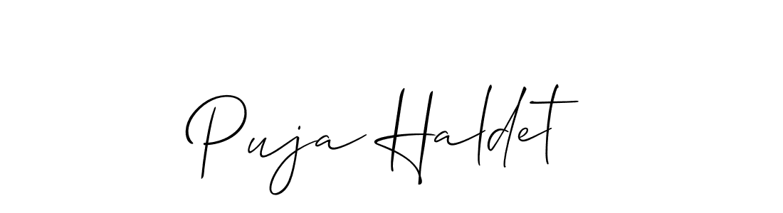 Best and Professional Signature Style for Puja Haldet. Allison_Script Best Signature Style Collection. Puja Haldet signature style 2 images and pictures png