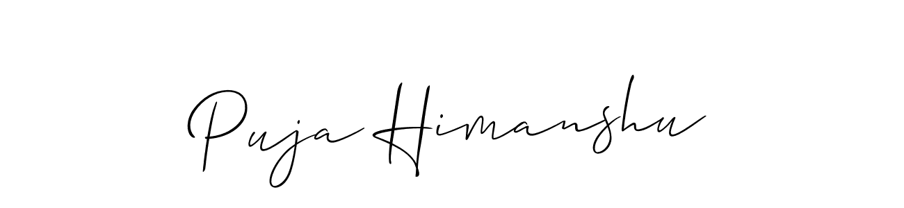Make a short Puja Himanshu signature style. Manage your documents anywhere anytime using Allison_Script. Create and add eSignatures, submit forms, share and send files easily. Puja Himanshu signature style 2 images and pictures png